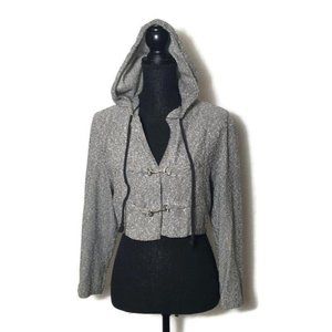 Rikki J. New York Cropped Jacket Metal Clasps Hood